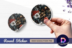 Floral dark academia Round Sticker PNG Product Image 1
