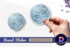 Blue embossed floral pattern Round Sticker PNG Product Image 1