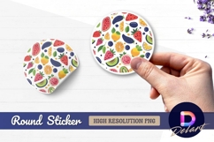 Colorful fruit pattern Round Sticker PNG Product Image 1
