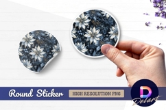 Elegant winter poinsettia floral Round Sticker PNG Product Image 1