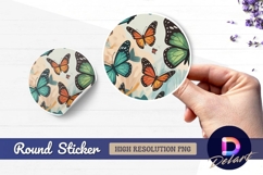 Colorful butterfly illustration for round sticker png Product Image 1