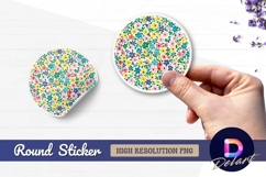 Colorful ditsy floral pattern Round Sticker PNG Product Image 1