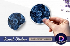 Blue roses dark floral Round Sticker PNG Product Image 1