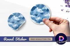 Watercolor cloudy sky with snow Round Sticker PNG Product Image 1