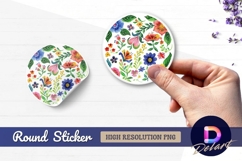 Watercolor floral arrangement Round Sticker PNG Product Image 1