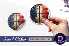 American flag basketball Round sticker png Product Image 1