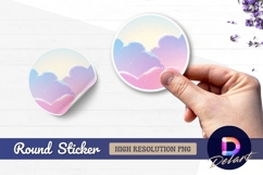 Pastel cloud sky illustration for round sticker png Product Image 1