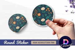 Floral seamless pattern round sticker png Product Image 1