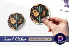 Western elements pattern round sticker png Product Image 1