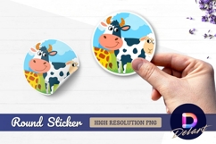Cute farm animals round sticker png illustration Product Image 1