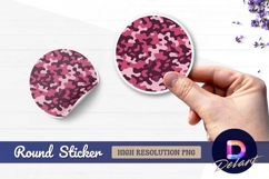 Pink camouflage pattern round sticker png Product Image 1
