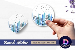 Watercolor flowers and butterflies hand Round Sticker PNG Product Image 1