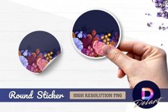 Floral round sticker png dark background illustration Product Image 1