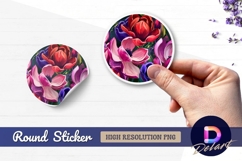 Bright floral painting Round sticker png design Product Image 1