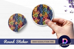 Colorful braided texture floral Round Sticker PNG Product Image 1