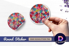 Colorful floral pattern Round Sticker PNG Design Product Image 1