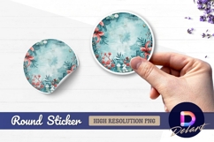Floral watercolor circle frame Round Sticker PNG Product Image 1