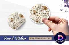 Elegant floral pattern Round Sticker PNG Product Image 1