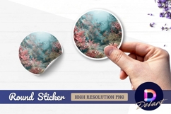 Underwater coral reef scene Round Sticker PNG Product Image 1