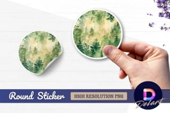 Watercolor forest circle nature Round Sticker PNG Product Image 1