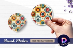 Colorful concentric circles retro Round Sticker PNG Product Image 1