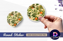 Oranges with leaves botanical Round Sticker PNG Product Image 1