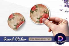 Floral pattern with red flowers Round Sticker PNG Product Image 1