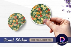 Floral pattern round sticker png wildflower design Product Image 1