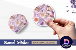 Elegant tea party Round Sticker PNG Product Image 1