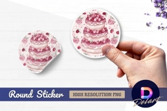 Strawberry cake round sticker png illustration Product Image 1