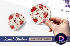 Splattered strawberry abstract Round Sticker PNG Product Image 1