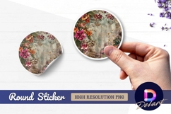 Botanical floral round frame with Round Sticker PNG Product Image 1