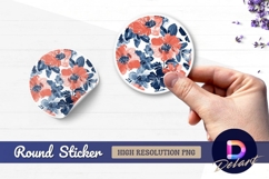 Watercolor floral circle design Round Sticker PNG Product Image 1