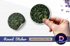 Green leafy pattern Round Sticker PNG Product Image 1