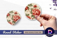 Red peony flowers Round Sticker PNG Product Image 1