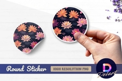 Lotus flowers with starry night round sticker png Product Image 1