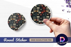 Winter holiday socks pattern round sticker png Product Image 1