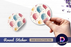 Watercolor balloons pattern for round sticker png Product Image 1