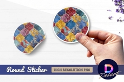 Colorful quatrefoil pattern round sticker png Product Image 1