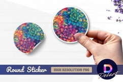 Colorful floral pattern circular round sticker png Product Image 1