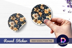 Bees and flowers dark floral round sticker png Product Image 1