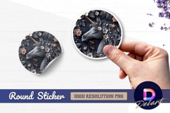 Elegant unicorn portrait with floral Round Sticker PNG Product Image 1