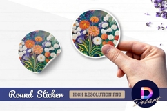 Colorful floral arrangement Round sticker png Product Image 1