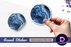 Blue agate stone marble abstract Round Sticker PNG Product Image 1