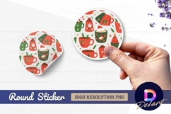 Festive christmas holiday mugs Round sticker png Product Image 1