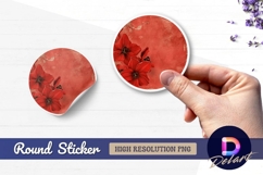 Red floral Round Sticker PNG Product Image 1