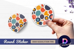 Colorful organic shapes pattern Round sticker png Product Image 1