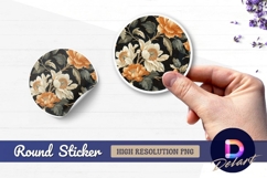 Floral pattern vintage round sticker png design Product Image 1