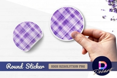 Purple plaid pattern round sticker png Product Image 1