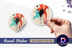 Abstract colorful paint splatter on Round Sticker PNG Product Image 1